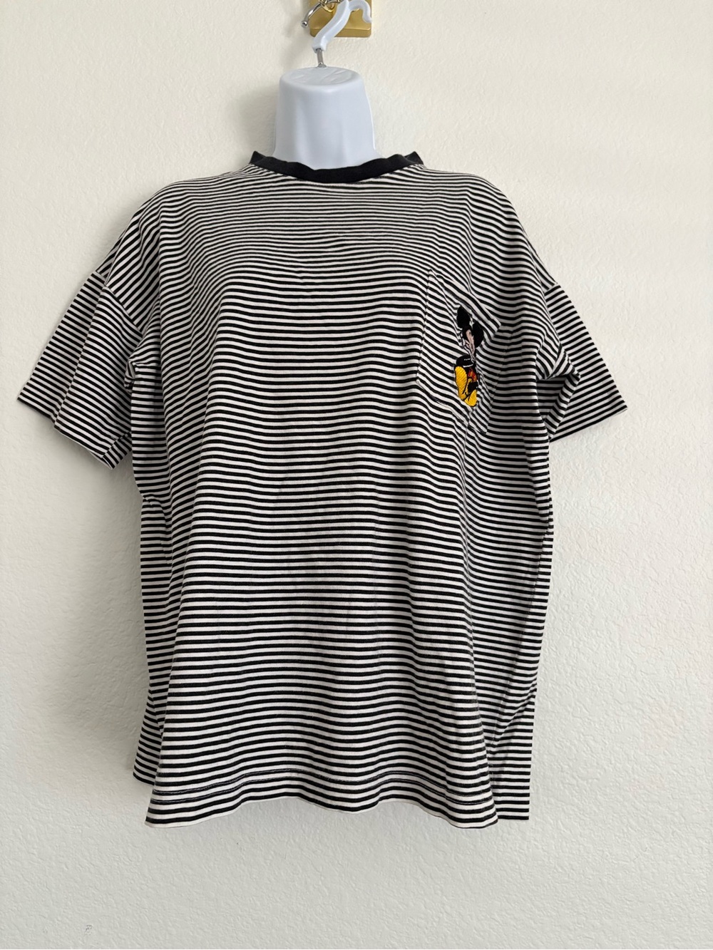 Vintage Disney Originals Striped Mickey Mouse Pocket Cotton T Shirt Small/Medium